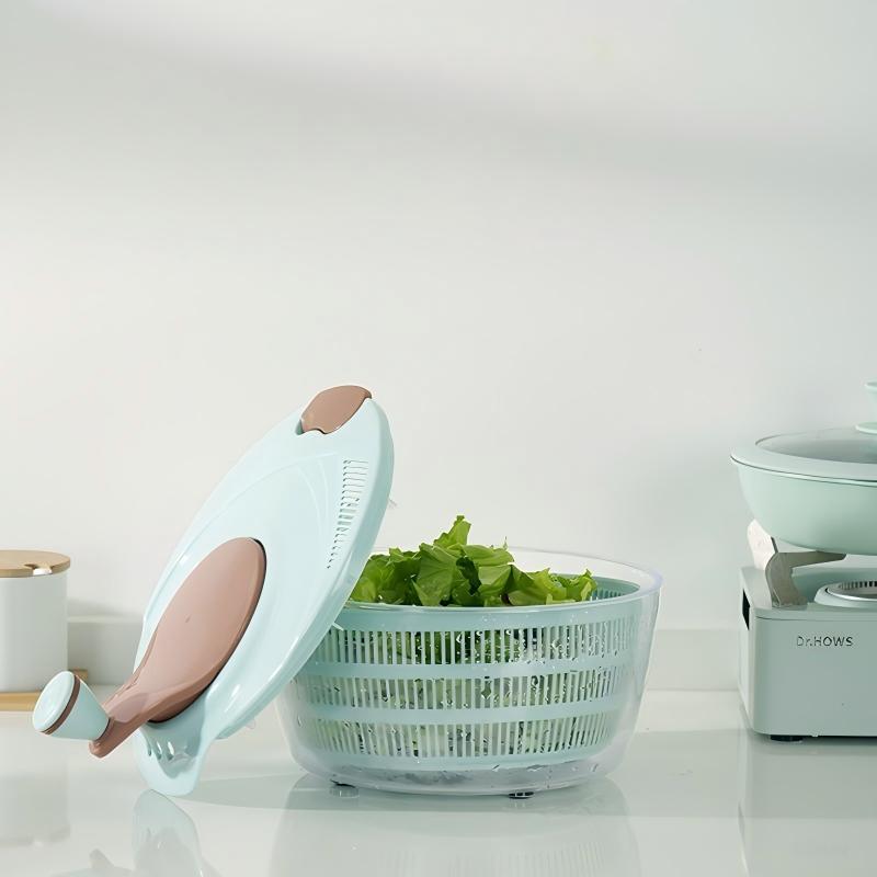 Hand-Crank Salad Spinner — model SM664679289970, BPA-free kitchen gadgets by YAZHEN