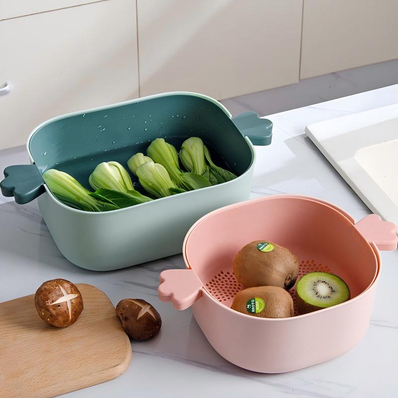 Double-Layer Drain Basket — model YM658254412600, BPA-free laundry & cleaning by YAZHEN